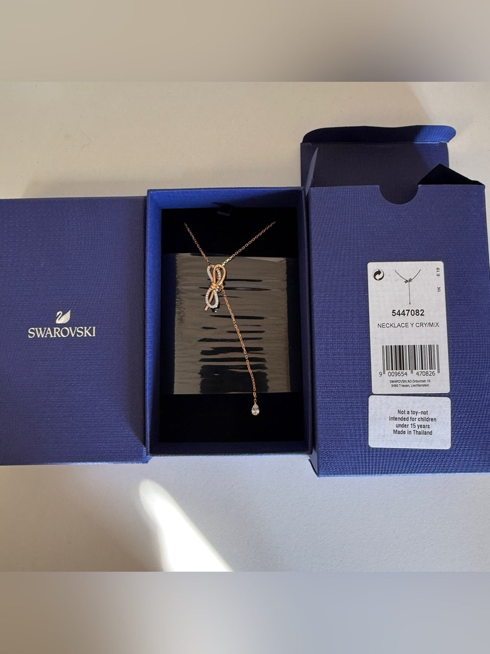 Swarovski Rose Gold-Tone Bow Lariat Necklace - 5447082 - detail 5