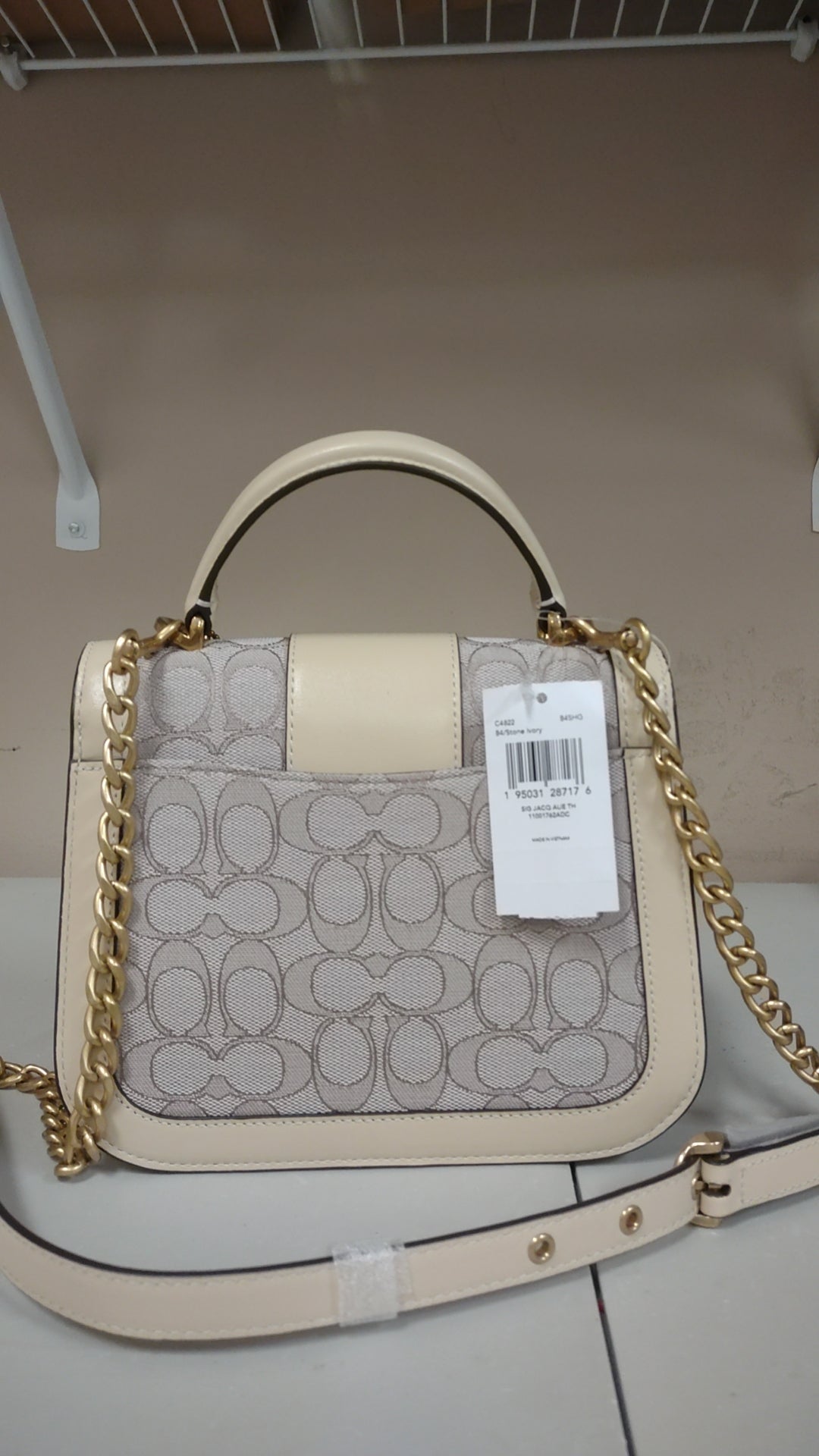Coach C4822 Signature Jacquard Alie Top Handle Shoulder Bag - Stone Ivory