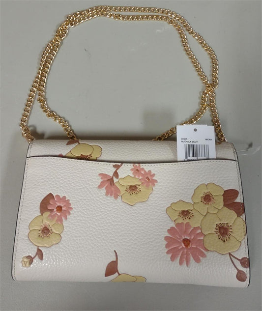 Coach CH205 Envelope Clutch Crossbody With Floral Cluster Print Gold - Chalk Multi