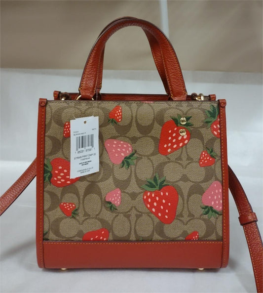 Coach CH324 Dempsey Tote 22 In Signature Canvas With Wild Strawberry Print