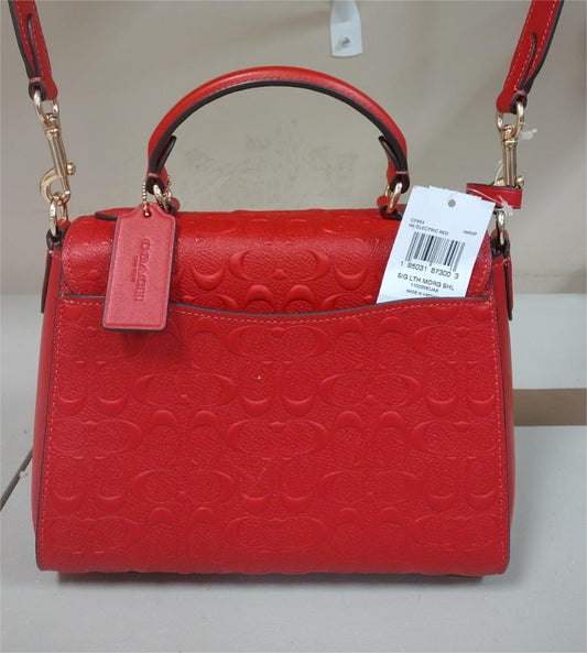 Coach CF854 Morgan Top Handle Satchel in signature leather - Electric Red