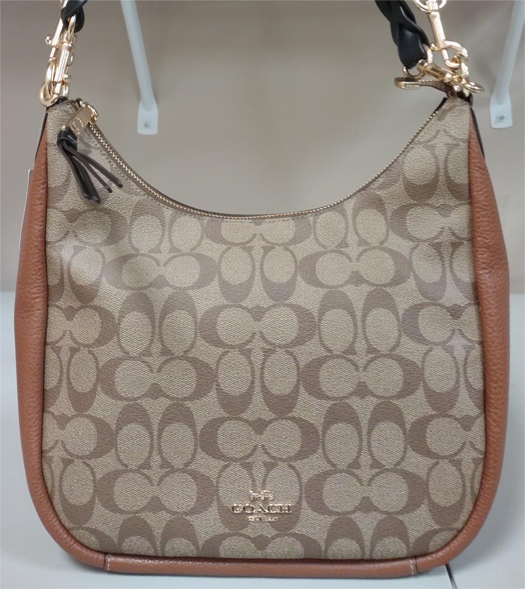Coach CF350 Jules Hobo In Colorblock Signature Canvas & pebble leather-Gold/Khaki Multi