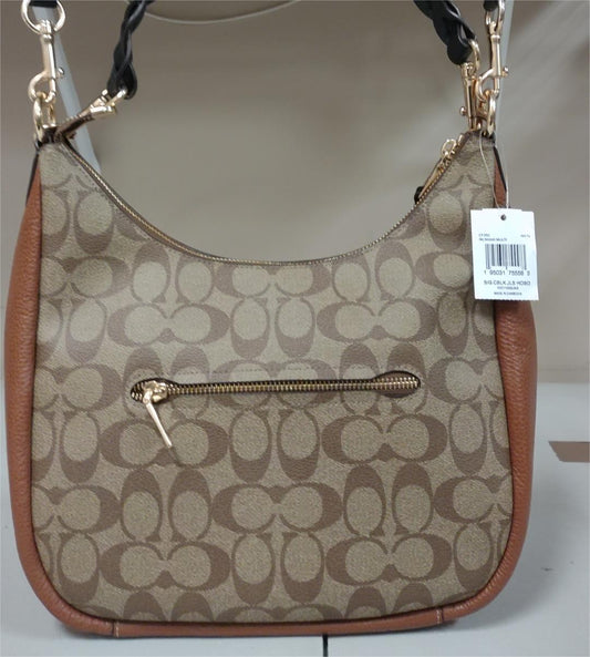 Coach CF350 Jules Hobo In Colorblock Signature Canvas & pebble leather-Gold/Khaki Multi