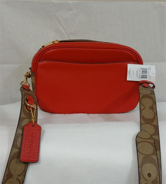 Coach CH576 Leather Signature Jamie Camera Bag Crossbody Handbag-Electric Red Multi