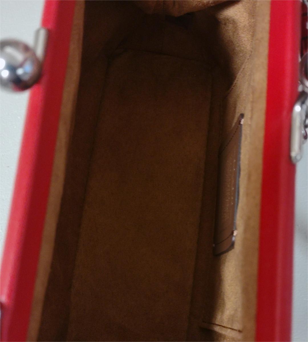 Coach CH512 Nora Kisslock Crossbody Signature Canvas/Leather-Khaki/Electric Red