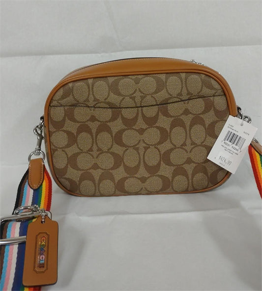 Coach CJ605 Jamie Camera Bag In Signature Canvas With Patches - Silver/Khaki Multi