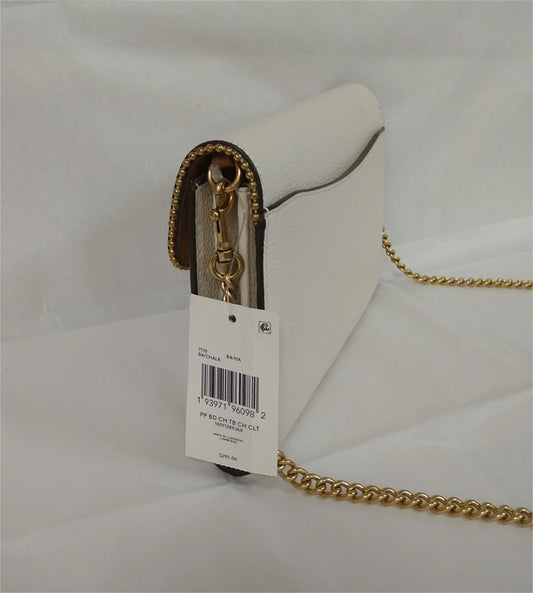 Coach 7110 Tabby Chain Clutch Pebbled Leather W/Beadchain - Brass/Chalk