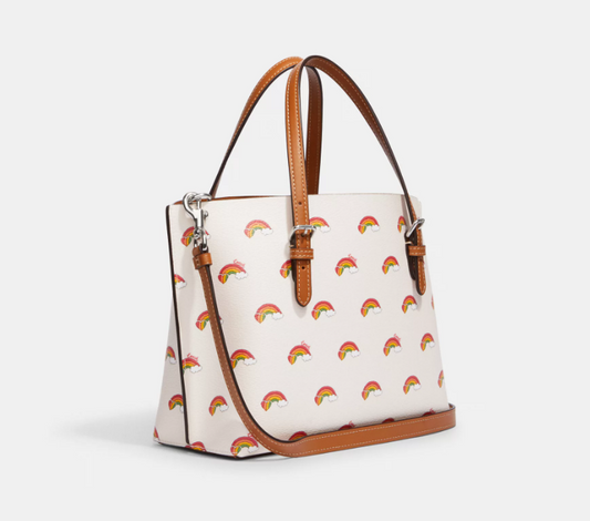 Coach CK373 Mollie Tote 25 With Rainbow Print Crossbody Bag - Chalk Multi