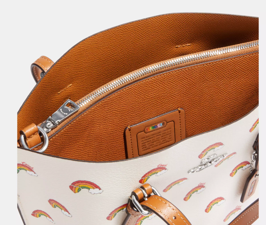 Coach CK373 Mollie Tote 25 With Rainbow Print Crossbody Bag - Chalk Multi