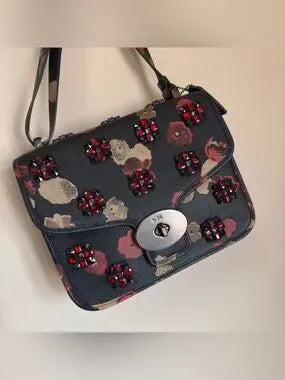 Coach F33618 floral jewel crossbody bag detail
