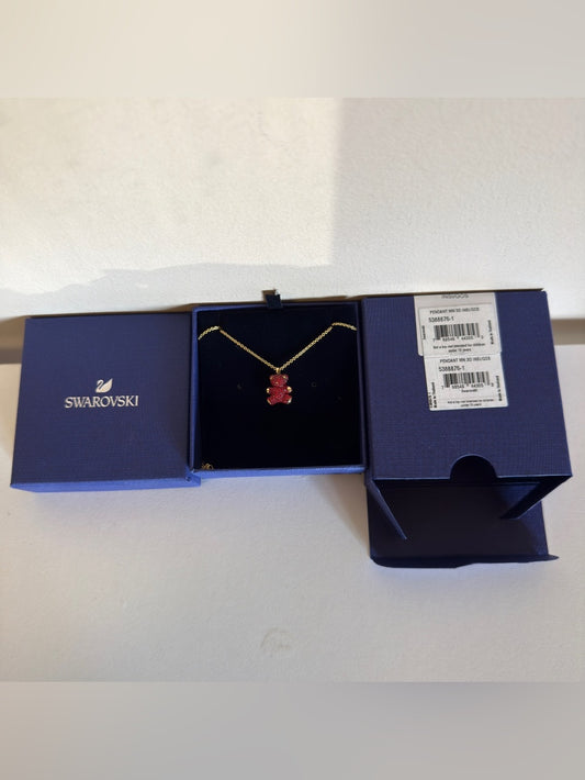 Swarovski Gold-Tone Chain Necklace with Red Teddy Bear Pendant - 5388876 - detail 2
