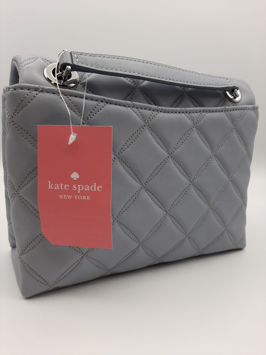 Kate Spade Natalia Flap Turnlock Leather Crossbody Purse - Brushed Steel