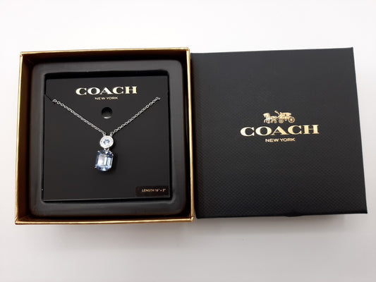 COACH F73037 Crystal Necklace - Silver/Blue- NEW
