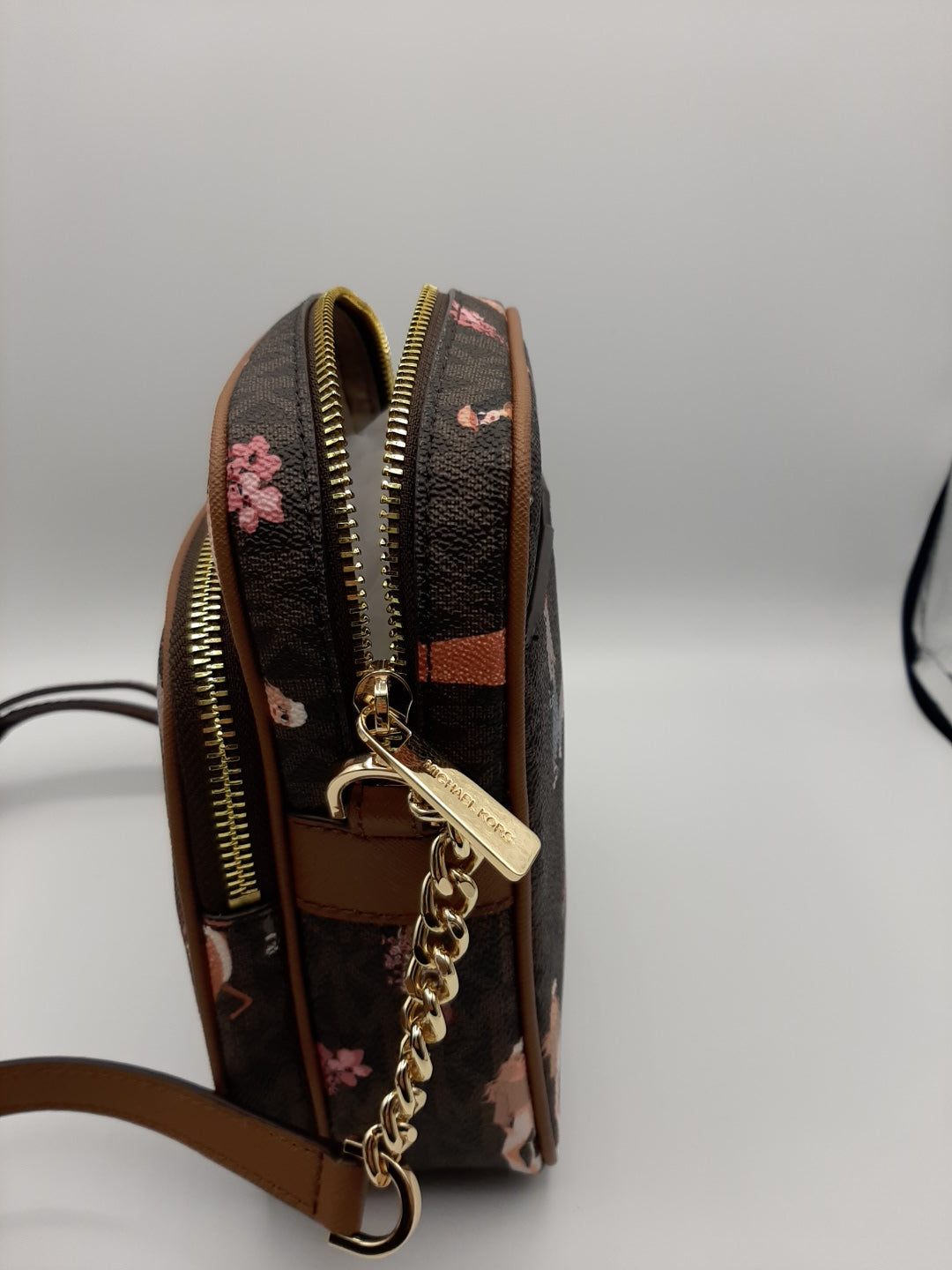 Michael Kors Jet Set Girls Large East West Zipper Camera Crossbody Bag - Brown Multi