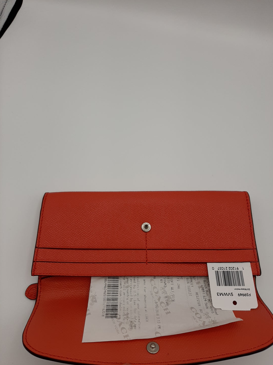 Coach F59949 Watermelon Leather Soft Slim Wallet