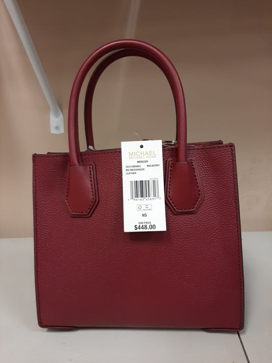 Michael Kors Mercer Medium Pebbled Leather Messenger Crossbody Bag -Mulberry