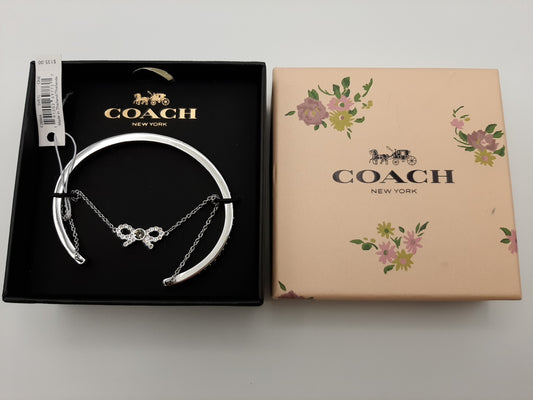 Coach F28866 Silver/Multi Bow Chain Cuff Bracelet - New with Gift Box
