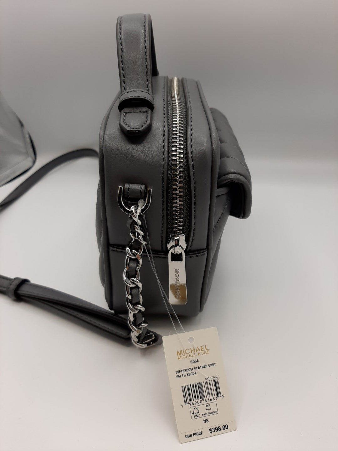 Michael Kors Rose Small Top Handle Quilted Crossbody Bag - Heather Grey