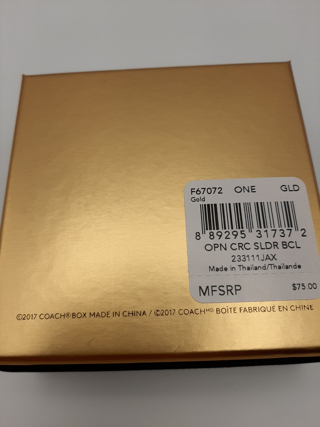 COACH F67072 Open Circle Slider Bracelet - Gold - New