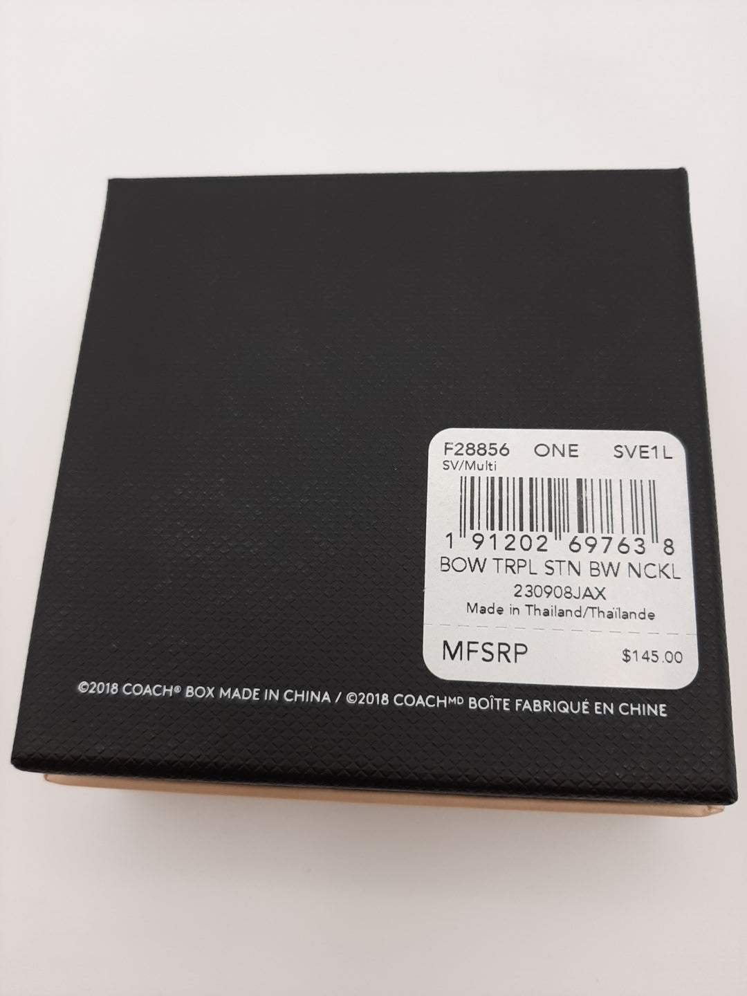 COACH F28856 Triple Stone Bow Necklace - Silver/Multi - NEW