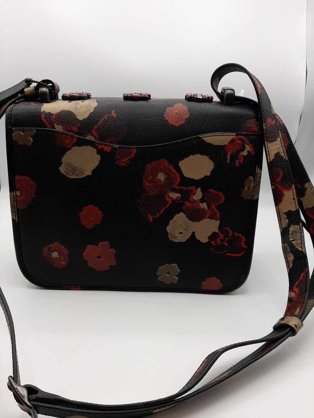 COACH F33618 Floral Print Jewels Page Crossbody Bag - Black Multi
