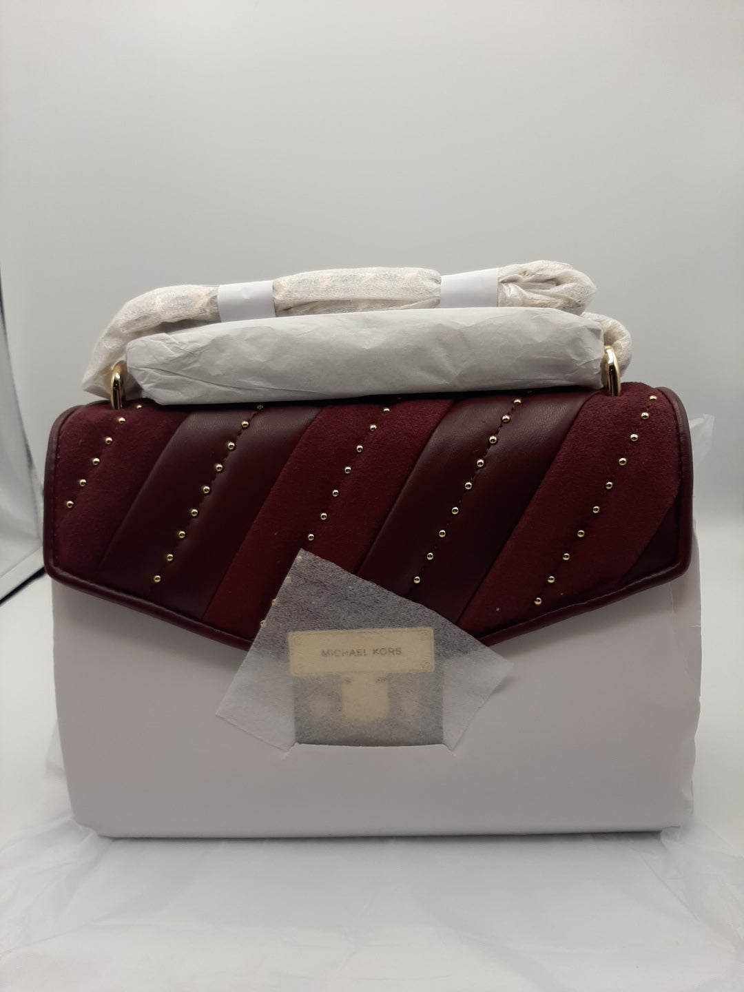 Michael Kors Rose Medium Flap Studded Shoulder Bag Crossbody Suede