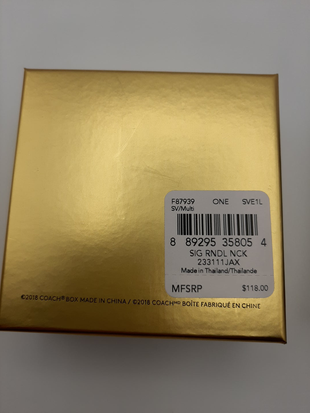 Coach F87939 Triple Signature C Tricolor Rondell Pendant Necklace -New with Box