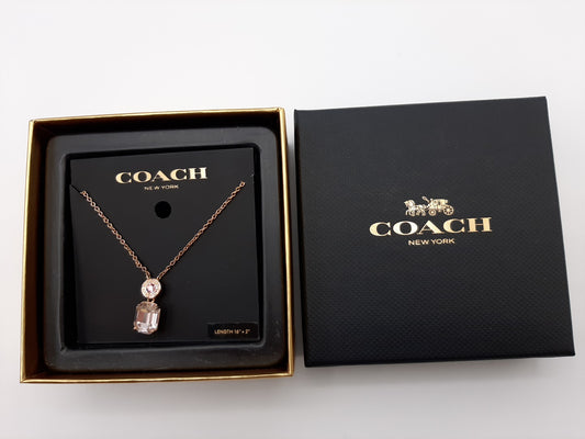 COACH F73037 Crystal Necklace - Rosegold/Pink - New