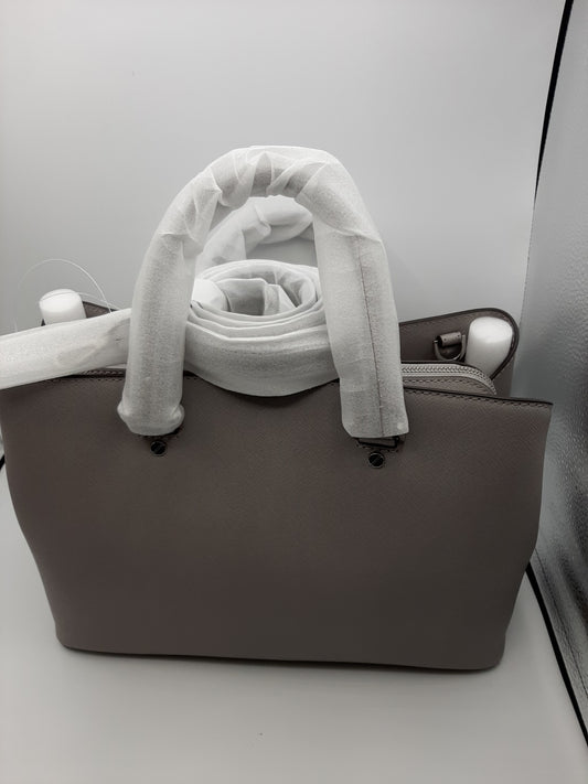 Michael Kors 30S6SS7S3L Savannah Saffiano Leather Large Satchel Bag - Pearl Grey