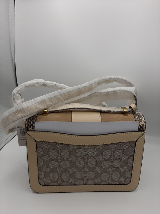 Coach C3756 Signature Jacquard suede Snakeskin Alie Shoulder Bag - Stone Ivory