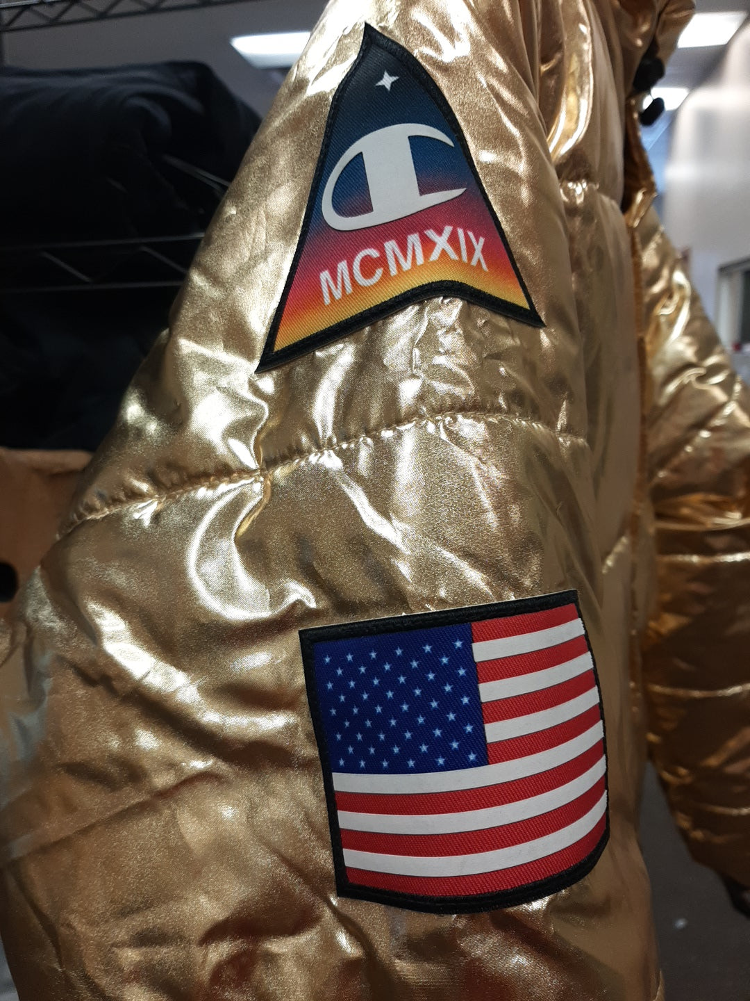 Champion Melallic Gold Nasa Puffer Jacket - Medium and Large