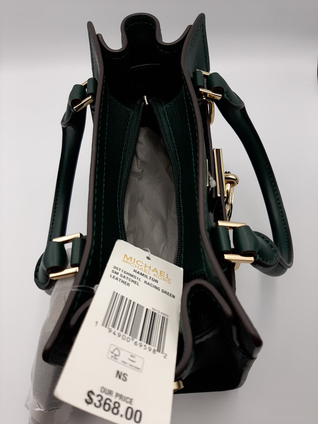 Michael Kors Hamilton 35T1GHMS1L Small Leather Satchel Shoulder Bag-Racing Green