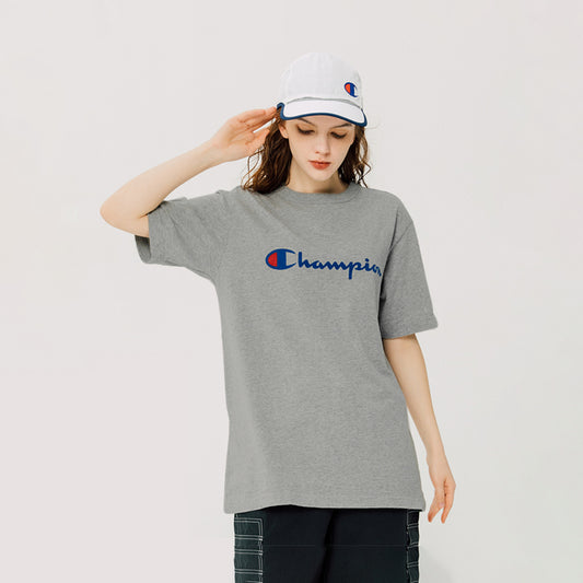 Champion Men's Heritage Tee, Script Logo - Size: L, Color: Grey
