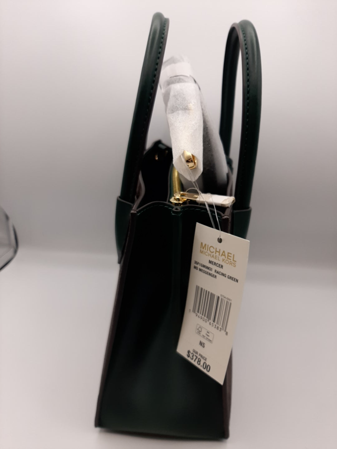 Michael Kors Mercer Medium Racing Green Perforated Leather Messenger Crossbody