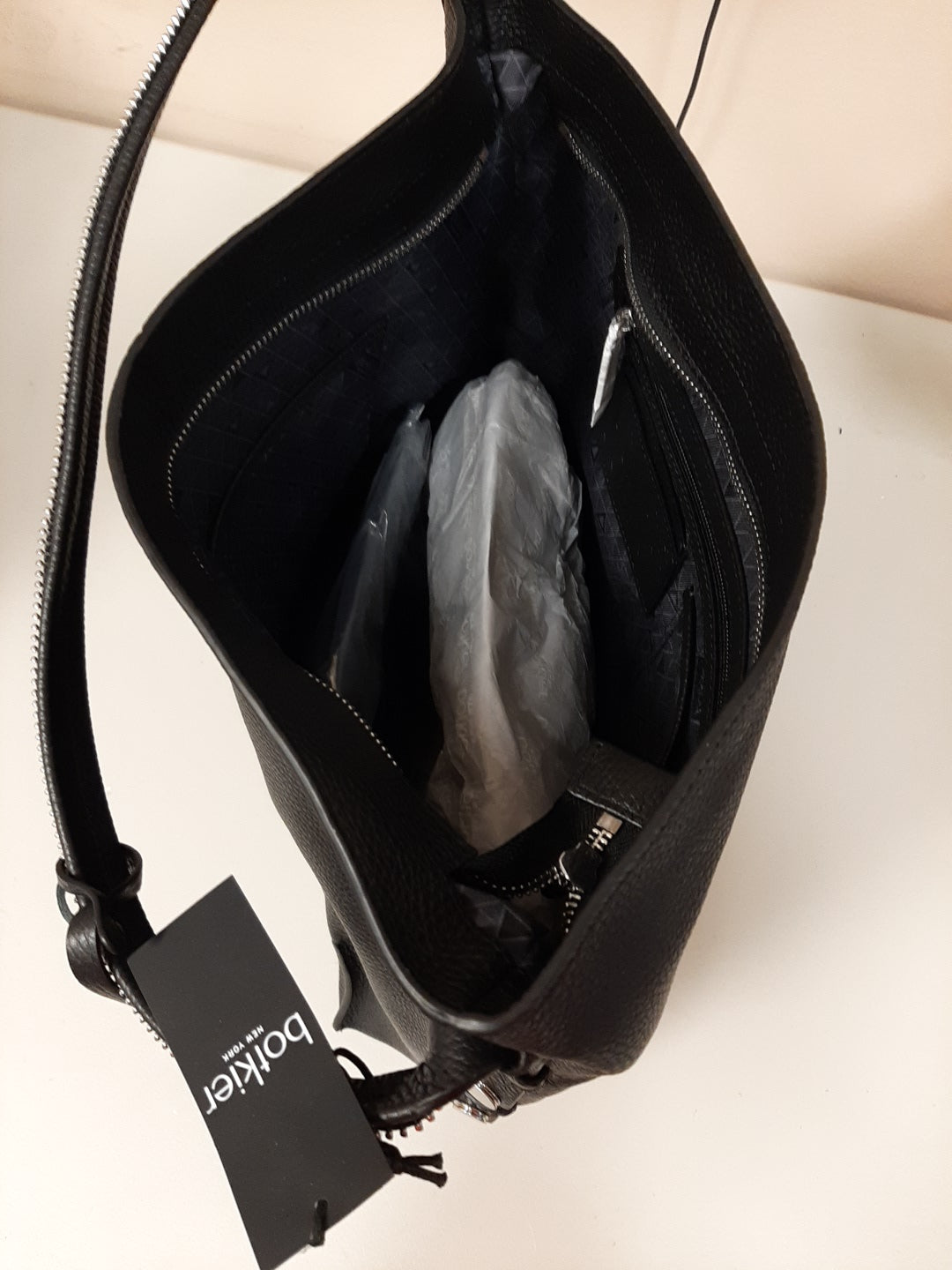 Botkier SOHO Hobo 100% Pebble Leather Shoulder Bag color black NEW