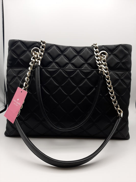 Kate Spade Natalia Smooth Quilted Leather Tote Shoulder Bag - Black