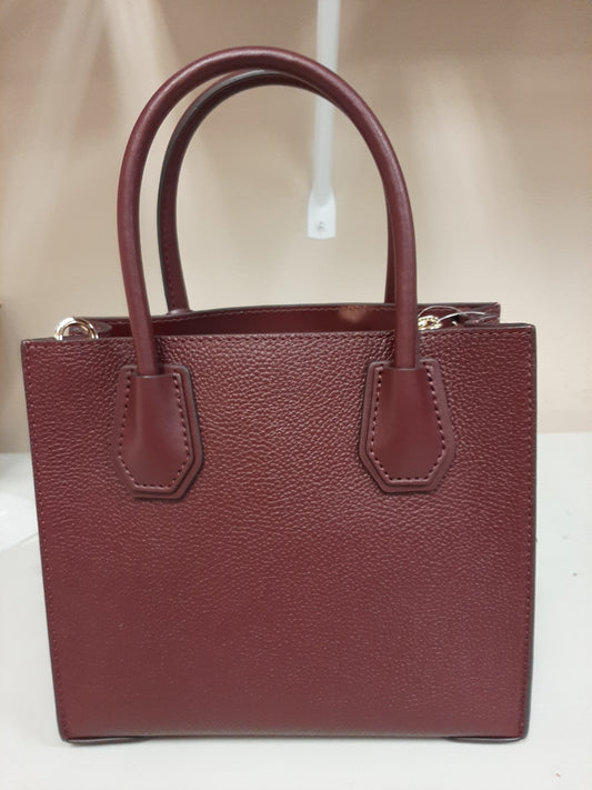 Michael Kors Mercer Medium Pebbled Leather Messenger Crossbody Bag -Merlot