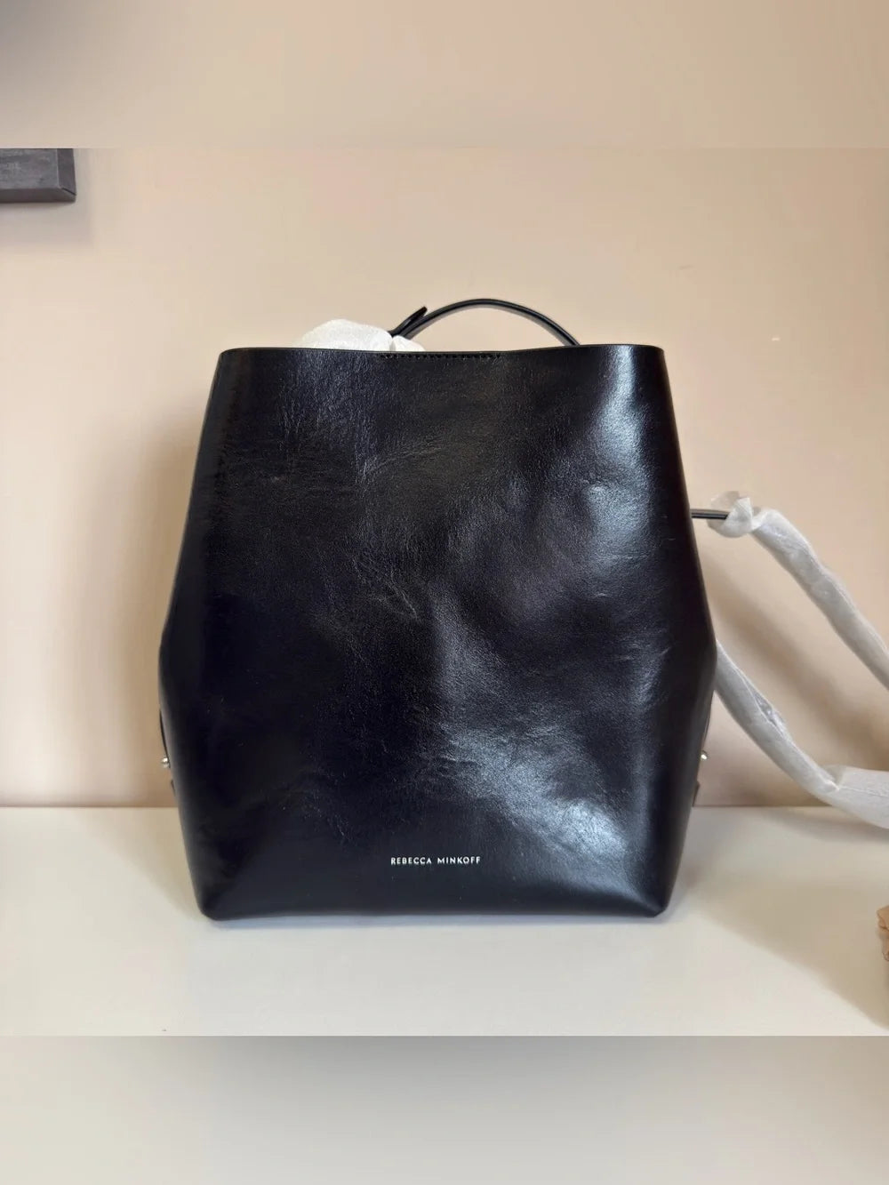 Rebecca Minkoff black leather structured backpack