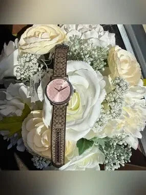 Coach 14503873 pink and brown women's watch front view