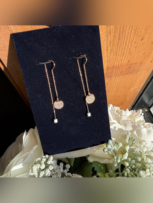 Swarovski Rose Gold-Tone Dangle Drop Earrings - 5253285 - front view