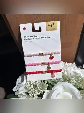 lululemon charm hair ties trio front view