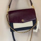 Tory Burch Robinson burgundy black and cream crossbody bag front view