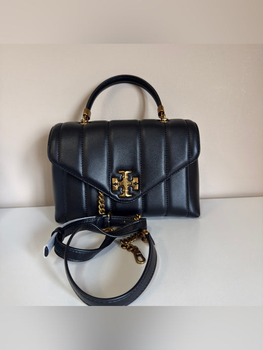 Tory Burch Kira 83943 black quilted satchel front view