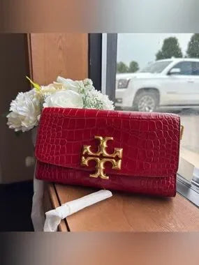 Tory Burch 77037 Eleanor embossed clutch front view