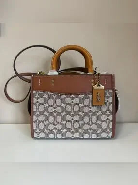 Coach C6444 Rogue 25 brown and tan satchel bag front view