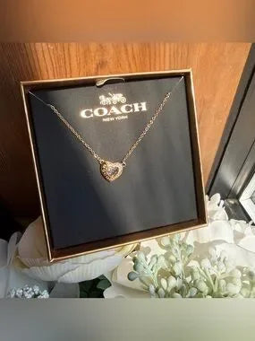 Coach F27135 rose gold heart necklace front view