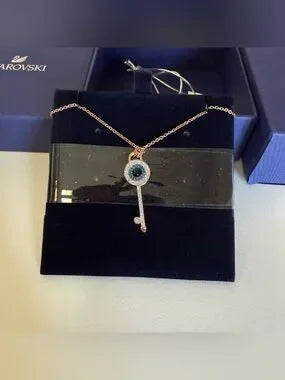 Swarovski rose gold key pendant necklace front view