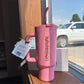 lululemon pink 40 oz insulated tumbler front view