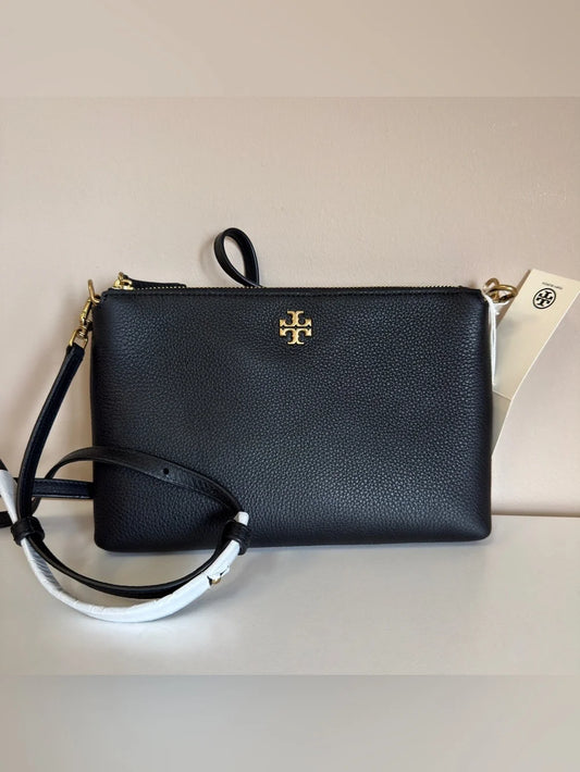 Tory Burch 61385 black convertible leather bag front view