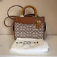 Coach C6444 Rogue 25 brown and tan satchel bag detail